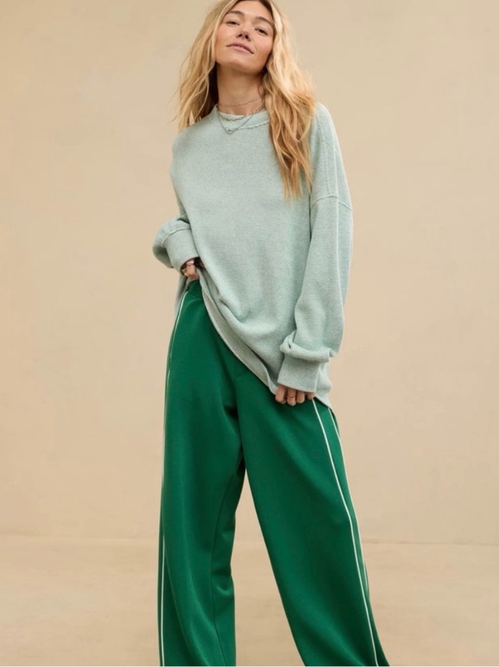 NWOT Aerie Oversized Getaway Waffle Pullover Crewneck Sweatshirt